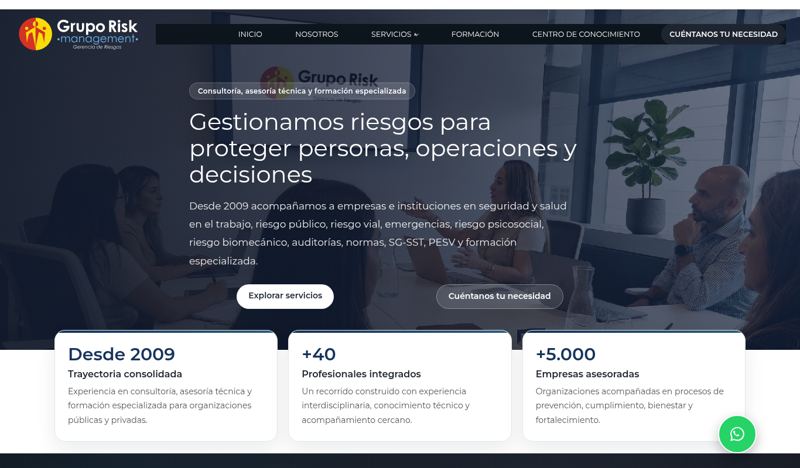 Sitio web de Grupo Risk desarrollado por Lulo Web
