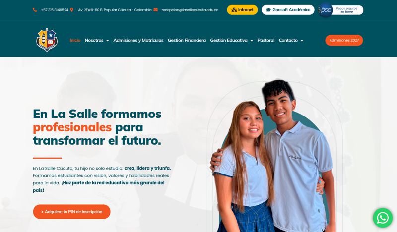 Sitio web de Colegio La Salle Cúcuta desarrollado por Lulo Web