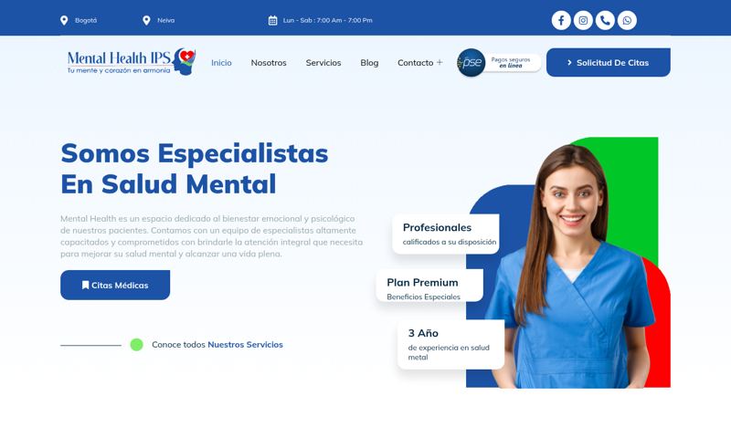 Sitio web de Mental Health IPS desarrollado por Lulo Web