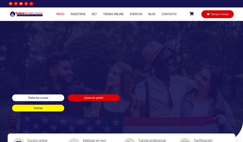 Sitio web de Oxford English Center desarrollado por Lulo Web